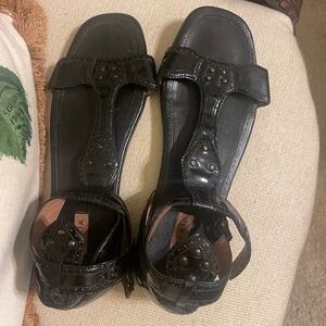Alaia Black Leather Sandals